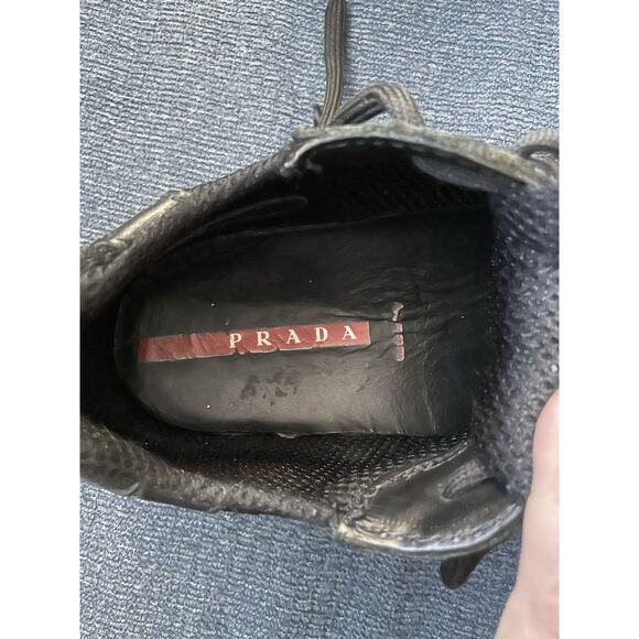 Prada Shoes Americas Cup Men’s 8 Sneakers Black Leather SOME WEAR Outdoor Style - Picture 7 of 16